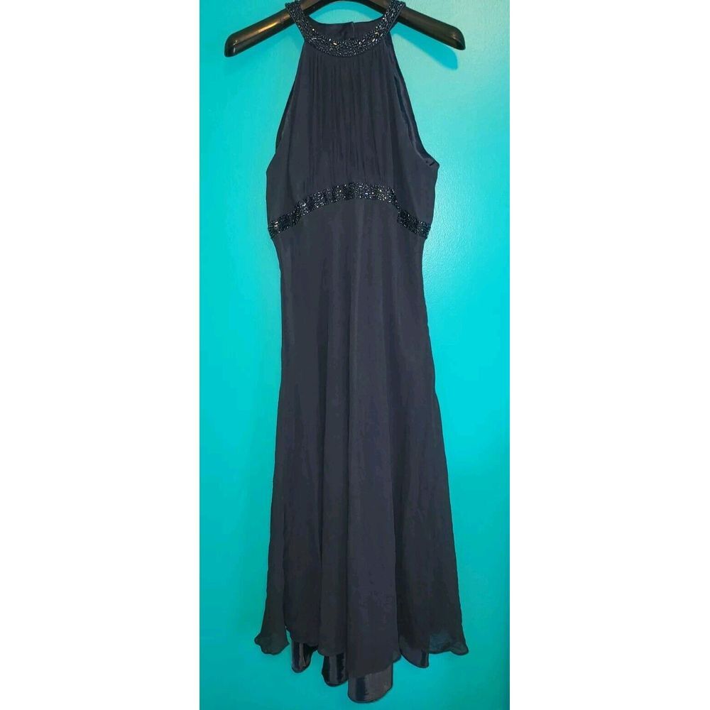 Jones New York Size 4‎ Silk Prom Dress Cocktail Evening Wedding Navy Blue
